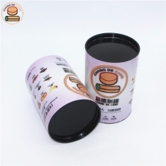 Customized Cylinder Aluminium Foil Cardboard Food Cans Paper Tube Canister With Metal Lid For Nuts Packing