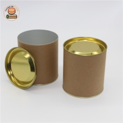 Custom printed biodegradable round tea packaging kraft paper tube with metal lid