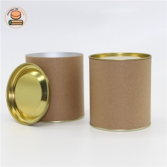 Custom printed biodegradable round tea packaging kraft paper tube with metal lid
