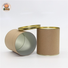 Custom printed biodegradable round tea packaging kraft paper tube with metal lid