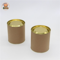 Custom printed biodegradable round tea packaging kraft paper tube with metal lid