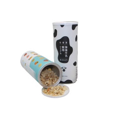 Custom printing cardboard airtight whole grains dried food packaging round paper tube container with easy open aluminum lid