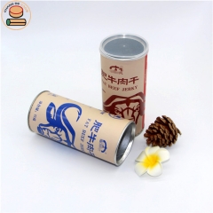 Custom Cylinder round food grade cardboard spice protein powder packaging paper tube with peel off airtight lid