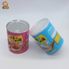 Nut Packaging Dried Fruit Packaging Custom Food Grade Airtight Composite Can Paper Tube Packaging with easy peel-off end