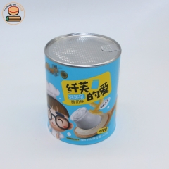 Nut Packaging Dried Fruit Packaging Custom Food Grade Airtight Composite Can Paper Tube Packaging with easy peel-off end