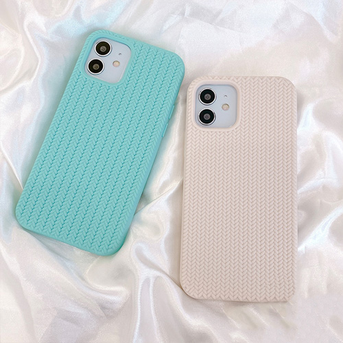 Compatible con la funda para iPhone 12 Pro / funda para iPhone 12 de 6,1 pulgadas, funda de silicona suave para teléfono con rayas trenzadas