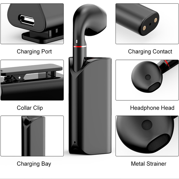 K60 Business Clip-on Lavalier Auriculares Bluetooth Auriculares estéreo para llamadas manos libres