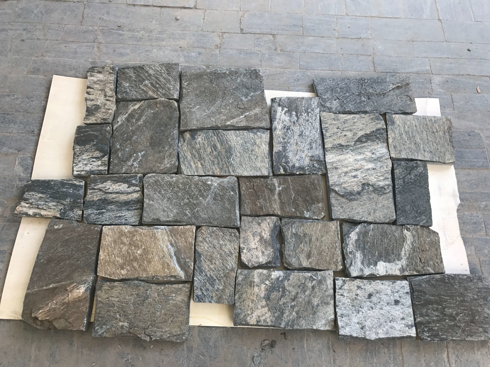 Striped grey granite cultured stone wall cladding.jpg