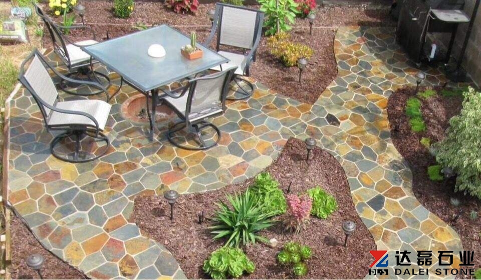 Rusty Slate Crazy Paving Flagstone Panel for garden path