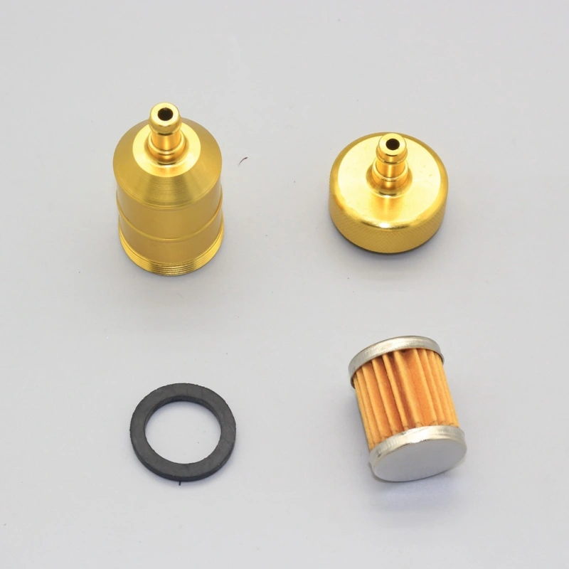 Aluminum Inline Fuel Gas Petrol Filter 1/4 6mm For Honda Motorcycle Bike Quad (yellow)