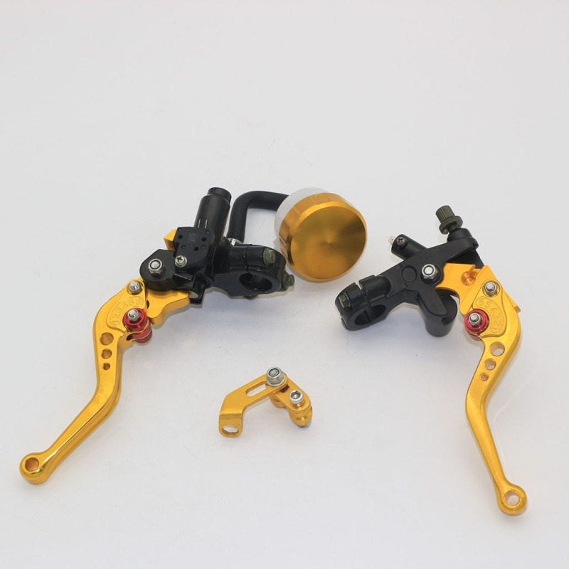 Front CNC Aluminum 1 pair of Gold Universal Motorcycle Motor part 7/8&quot;(22mm) Brake Clutch Master Cylinder Reservoir Levers Kit Fit For Suzuki GSXR600