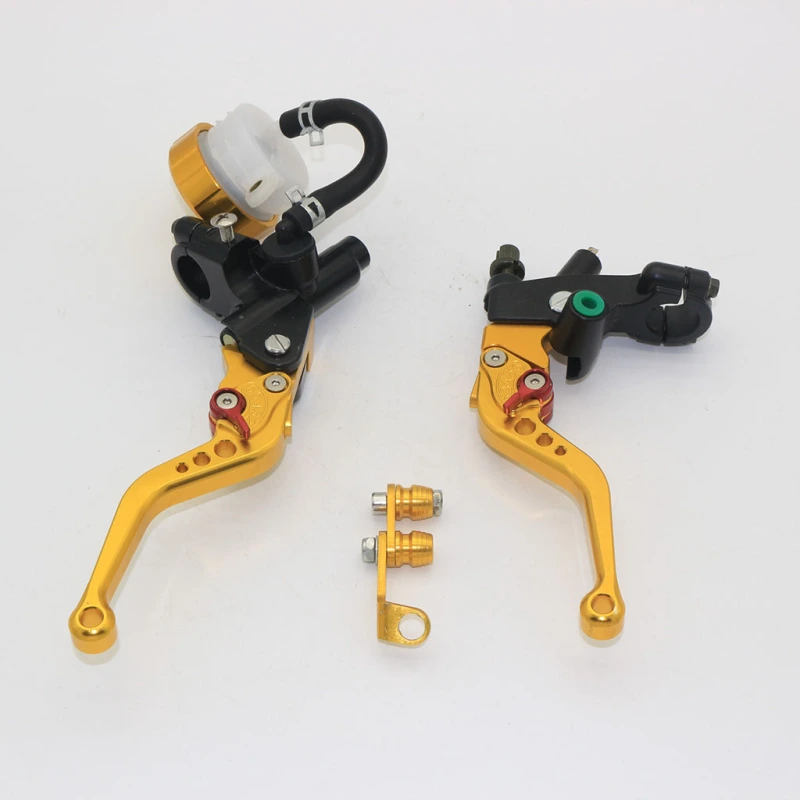 Front CNC Aluminum 1 pair of Gold Universal Motorcycle Motor part 7/8&quot;(22mm) Brake Clutch Master Cylinder Reservoir Levers Kit Fit For Suzuki GSXR600