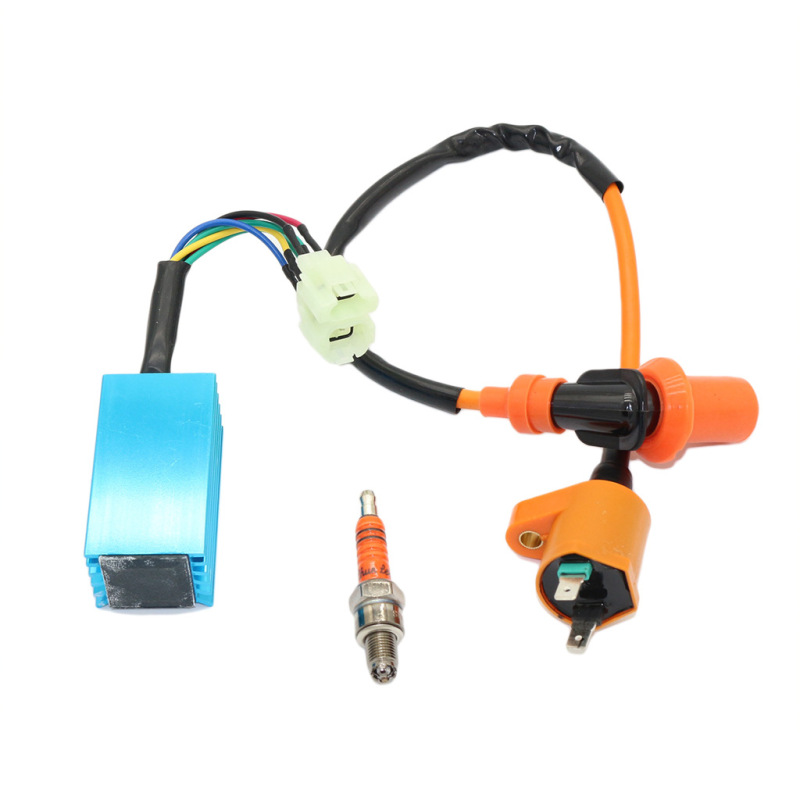 High Performance Racing Ignition Coil for Chinese 50cc 125cc 150cc Gy6 Moped Scooter ATV Go Kart with 6 Pins CDI and 3 Electrode Spark Plug