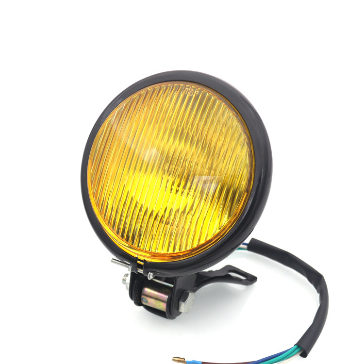 35W 12V Vintage Motorcycle Headlight Yellow Glass