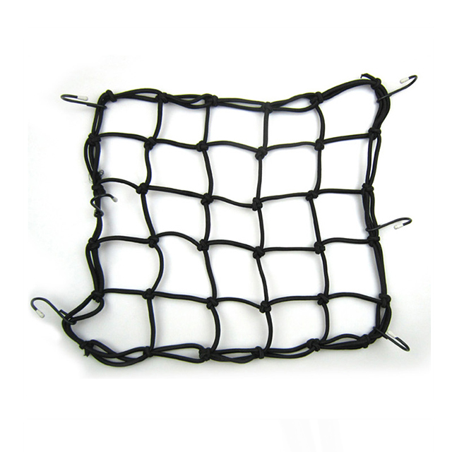 12&quot; x 12&quot; Elasticated Bungee Luggage Cargo Net with Hooks Hold Down for Motorcycles Motorbike ATVs Bikes Cars Trucks