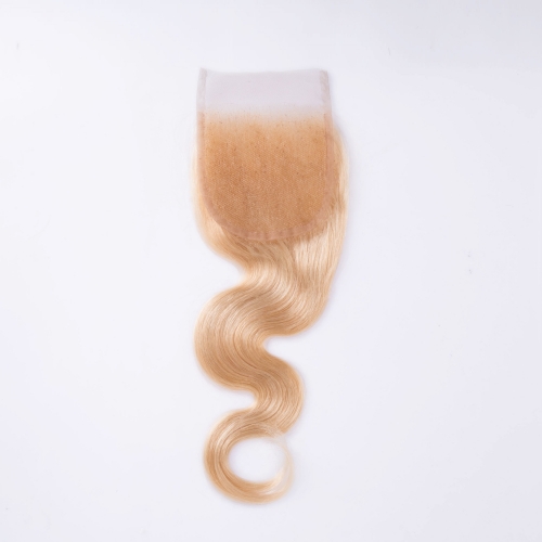 Soft Blonde Body Wave Hair Extension 613# Cuticle Aligned Lace Closure