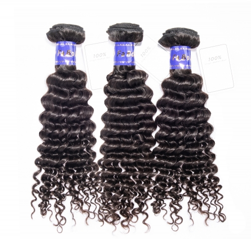 Double Weft Brazilian Hair Extension Natural Deep Wave Hair Weave can dye and bleach  613#