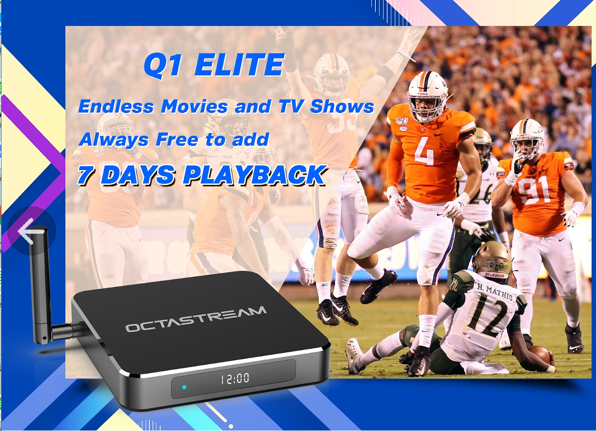 Original Octastream Q1 elite IPTV Smart tv box supplier with 3000+ Live channels and 10000+ VOD 100+PPV