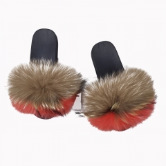 Fox fur slippers|Raccoon fur slippers|Fox fur slides