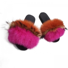 Real Fox Fur Slides, Fox Fur Slippers, Fox Fur Sandals Handmade