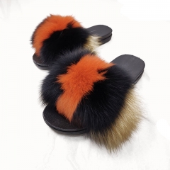 Flash Sale Real Fox Fur Slides Fox Fur Slippers Fox Fur Sandals Handmade mix colour