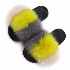 Flash Sale Custom Outdoor Multi-color Wholesale Real Fox Fur Slides