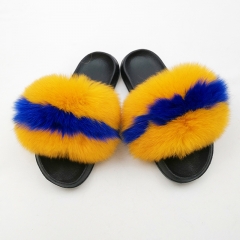 Fashion Design Colorful High Quality Soft Fur Slippers Fox Fur Slides