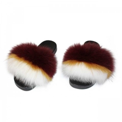 Multicolor Custom Girl Fur Slippers Fluffy Slides Indoor Slippers Women