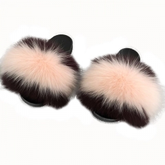 Flash Sale Large Fur Real  Fur Slides Fulffy Fur Slides Sandals Slippers Fashion Shoes