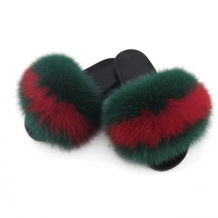 Flash Sale Top quality big size furry fur fox fur slipper,classic style fur slides sandals