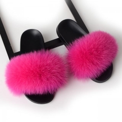 Flash Sale Commercial grade fur slipper medium fur size slides colorful solid color fur sandals
