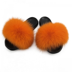 Flash Sale 2019 new fashion fur slippers,fox fur slides,fox fur slippers- orange fur slides