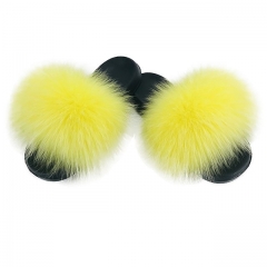 Flash Sale 2019 new fur slippers Fashionable lady's slippers solid color fox fur slippers