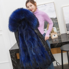 Women Winter Fur Parka/real raccoon Fur Collar Coat/ Multi Color Real mink Fur Lined Parka