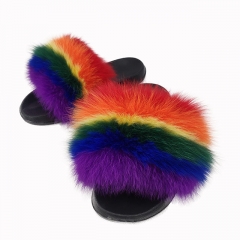 Factory wholesale furry flat slippers for womens fur slide vendor with low price