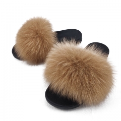 Brand new fox slipper vendors toddler fur slides with high quality