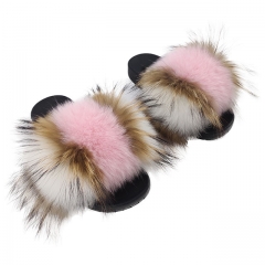 New fashion women slides fur fuzzy slippers with high quality