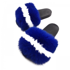 New fashion fox slippers kids fur slides with low price