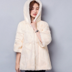 Women Genuine Rabbit Fur Jacket Winter Thick Knitted Fur Coat Young Ladies Fashion Coats