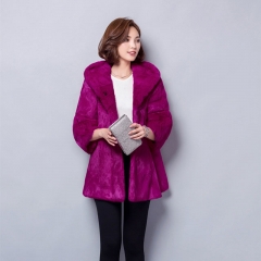 Elegant Women Winter Rex Rabbit Fur Coat