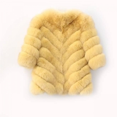 classic yellow real fox fur coat