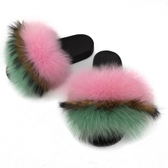 lovely mix colour fox fur slides
