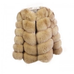 High Quality Short Style Fox Fur Coat-beige