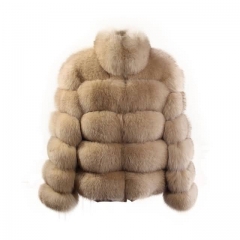 High quality Short Style Fox Fur Coat-Beige