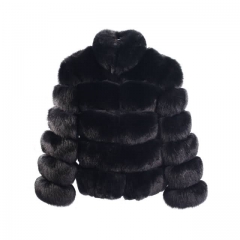 High Quality ladies Fox Fur Coat-Black
