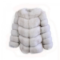 High Quality Short Style Fox Fur Coat-snow white