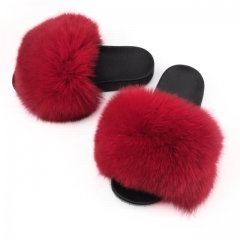 red fox fur slides solid color