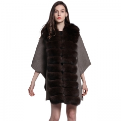 2019 New Fox Fur Cape Women's Long Shawl