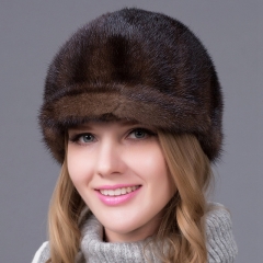 Fashion Mink Hat Real Fur Baseball Peaked Cap for Women