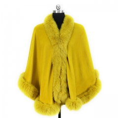 New Arrival Women Cashmere Cape Fox Fur Poncho Fashion Warm Fur Capes